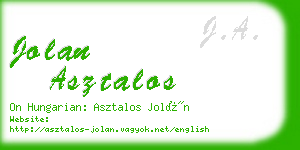 jolan asztalos business card